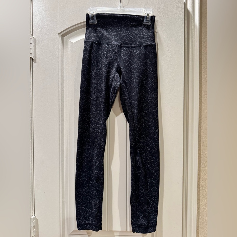 Lululemon Align Pant II (25") in Lacescape Dark Cast Black
